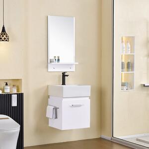 HD Capri White 45 komplett fürdőszoba bútor fali mosdószekrénnyel, kerámia mosdóval és tükörrel