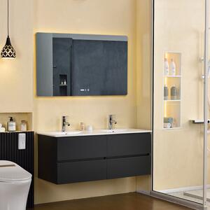 HD Hongkong Duo Antracit 120 komplett fürdőszoba bútor fali mosdószekrénnyel, dupla kerámia mosdóval és tükörrel