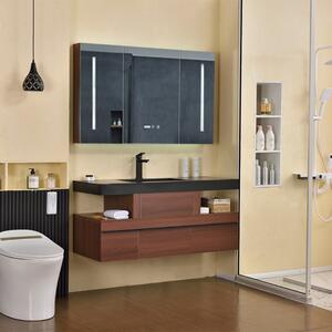 HD New York 120 exclusive fali mosdószekrény fekete pulttal és beépített mosdóval