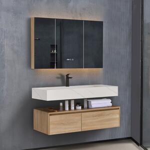 Toronto 120 exclusive komplett fürdőszoba bútor mosdószekrénnyel márványmintás mosdópulttal és tükrös szekrénnyel