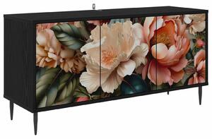 VidaXL TV szekrény BORNE 102 x 33 x 51 cm Fekete Tölgy Szerelt Fa