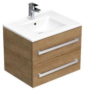 Fürdőszobaszekrény mosdókagylóval SAT Cube Way 60x53x46 cm Hickory tölgy CUBE4660602DHMOD