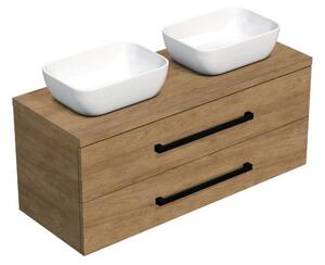 Fürdőszobaszekrény fekete fogantyúval SAT Cube Way 120x47,5x46 cm tölgy Hickory matt CUBE46C1203DH45