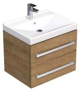 Fürdőszobaszekrény mosdókagylóval SAT Cube Way 60x53x46 cm Hickory tölgy CUBE4660602DHVER