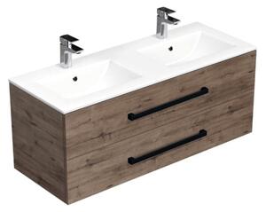 Fürdőszobaszekrény fekete fogantyúval és mosdókagylóval SAT Cube Way 120x53x46 cm tölgy Wellington matt CUBE46C1202DWMOD