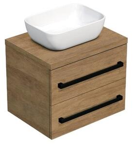 Fürdőszobaszekrény fekete fogantyúval SAT Cube Way 60x47,5x46 cm tölgy Hickory matt CUBE46C1603DH45