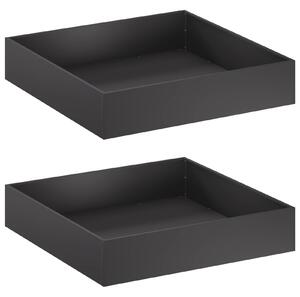 VidaXL Kerti cserép 2 db Fekete 80 x 80 x 20 cm Hidegen hengerelt acél
