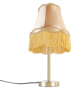 Klasszikus sárgaréz asztali lámpa, nagyi arany búrával 30 cm - Simplo