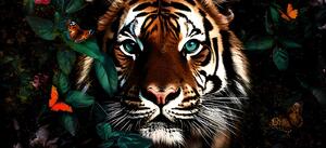 Tigris a kertben - üvegkép