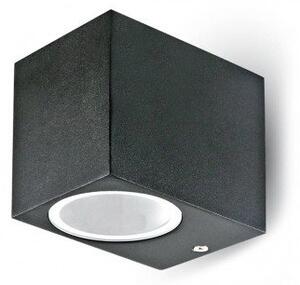 LED lámpatest , GU10-es foglalatú , oldalfali , fekete , IP44 , négyzet
