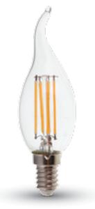 LED lámpa , égő , izzószálas hatás , filament , láng , gyertya , E14 foglalat , 4 Watt , 300° , meleg fehér