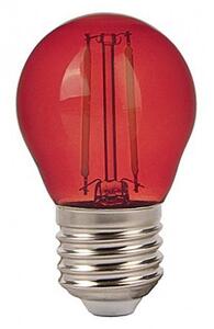 LED lámpa , égő , izzószálas hatás , filament , kisgömb , E27 foglalat , G45 , 2 Watt , piros