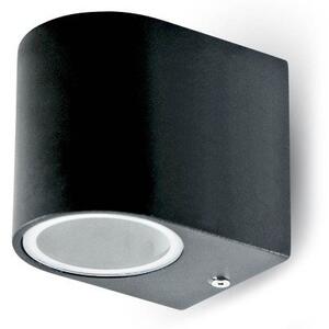 LED lámpatest , GU10-es foglalatú , oldalfali , kerek , fekete , IP44