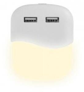 LED lámpatest , éjszakai irányfény , 2 db USB csatlakozóval , 0.5W , négyzet , meleg fehér , Samsung Chip