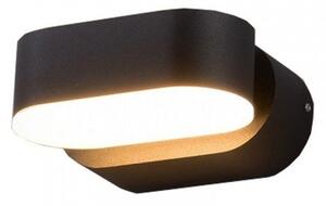 LED lámpatest , oldalfali , kerek , forgatható 355°-ban , 6W , meleg fehér , fekete , kültéri , IP44