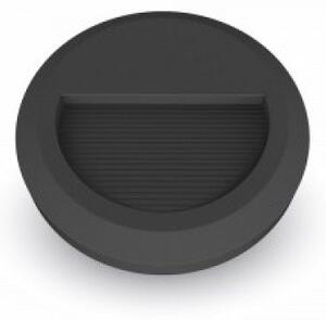 LED lámpatest , oldalfali , kültéri , lépcsővilágító , 2W , kerek , meleg fehér , fekete , IP65