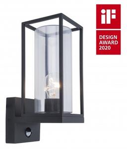 LED lámpatest , oldalfali , mozgásérzékelős , E27 foglalat , matt fekete , kültéri , IP44 , LUTEC , FLAIR