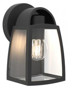 LED lámpatest , oldalfali , E27 foglalat , matt fekete , átlátszó üveg, kültéri , IP44 , LUTEC , KELSEY