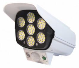 LED lámpatest , napelemes , oldalfali , álkamera , mozgásérzékelős , 8 Watt , hideg fehér , kültéri , fehér , IP65 , távirányítóval