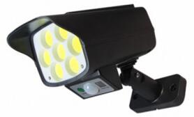 LED lámpatest, napelemes , oldalfali , álkamera , mozgásérzékelős , 12 Watt , hideg fehér , kültéri , fekete , IP65