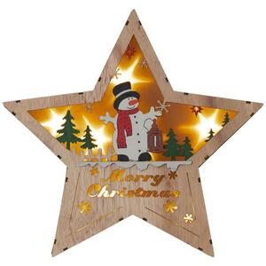 NEXOS Fa csillag hóember motívummal 8 LED meleg fehér