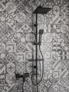 Viva ZEN NERO - FEKETE - Zuhanyrendszer szögletes - fejzuhany, zuhanyfej, gégecső - 20 x 20cm