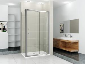 AQUATREND ZENX 632 100-140/80-100 aszimmetrikus szögletes tolóajtós zuhanykabin 6 mm vastag vízlepergető biztonsági üveggel, krómozott elemekkel, 190 cm magas