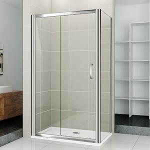 AQUATREND ZENX 632 120x100 aszimmetrikus szögletes tolóajtós zuhanykabin 6 mm vastag vízlepergető biztonsági üveggel, krómozott elemekkel, 190 cm magas