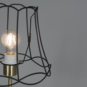 Retro asztali lámpa sárgaréz kerettel, fekete, 25 cm - Kaso