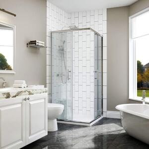 Homedepo Elio 80x80 szögletes két tolóajtós zuhanykabin 6 mm vastag vízlepergető biztonsági üveggel, krómozott elemekkel, 190 cm magas