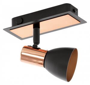 LED lámpatest , fali , spot , 1 x 3.3W GU10 , meleg fehér , fekete , vörösréz , EGLO , BARNHAM , 94584