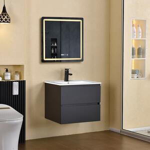 HD HongKong Antracit 60 komplett fürdőszoba bútor fali mosdószekrénnyel, kerámia mosdóval és tükörrel