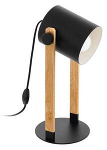 LED lámpa , asztali , E27 , acél , fa , fekete , EGLO , HORNWOOD , 43047