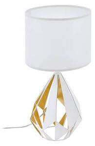 LED lámpa , asztali , E27 , acél , textil , fehér , mézarany , EGLO , CARLTON 5 , 43078