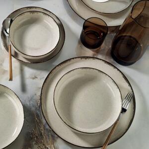 Porcelán edény készlet 18 db világos barna