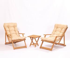 Kerti szék és asztal készlet bükk barna és krém színben