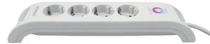 Elosztó, 4 konnektorral és 2 db USB csatlakozóval, túlfeszültség elleni védelemmel, 2m, fehér, 16A, 3680W