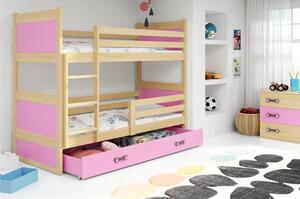 Gyerek emeletes ágy RICO 190x80 cm Fenyő Rózsaszín