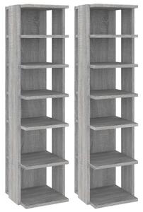 Fa Cipőtartó Szekrény - 2 db - Szürke Sonoma - 102cm