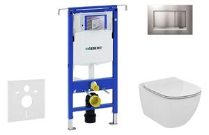 Geberit Duofix - Ideal Standard Tesi falra szerelhető WC és ülőkés szett, Sigma30 gombok, matt króm/króm 111.355.00.5 NF7