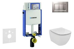 Geberit Kombifix - Ideal Standard Tesi falra szerelhető WC és ülőkés szett, Sigma30 gombok, matt króm/króm 110.302.00.5 NF7