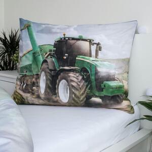 Jerry Fabrics Ágyneműhuzat Traktor - Fehér / zöld | 140 x 200 cm / 70 x 90 cm