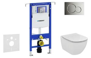 Geberit Duofix - Fali WC modul nyomógombbal Sigma01, fényes króm + Ideal Standard Tesi - WC és ülőkéje 111.355.00.5 NF2