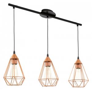 LED lámpa függeszték , mennyezeti , 3 x E27 , acél , réz , EGLO , TARBES , 94195