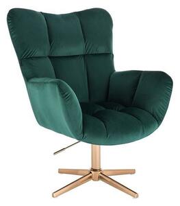 HR650CROSS Sötétzöld modern velúr szék arany lábbal