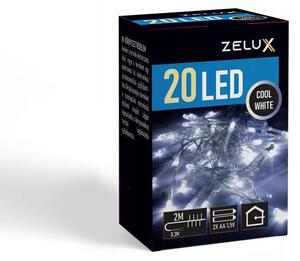 Zelux karácsonyi világítás, fényfűzér, 20 led, fehér, 4000k, 2m