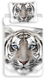 Jerry Fabrics Ágyneműhuzat Fehér tigris - Fehér / szürke | 140 x 200 cm / 70 x 90 cm