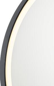 Fekete fürdőszobai tükör 70 cm-es LED-del érintőképernyős dimmerrel - Miral