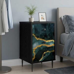 VidaXL Éjjeliszekrény WIJHE 2 db Fekete Tölgy 36 x 33 x 61 cm