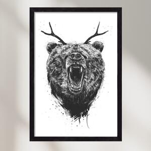 Angry bear with antlers - falikép keretben | artbridge